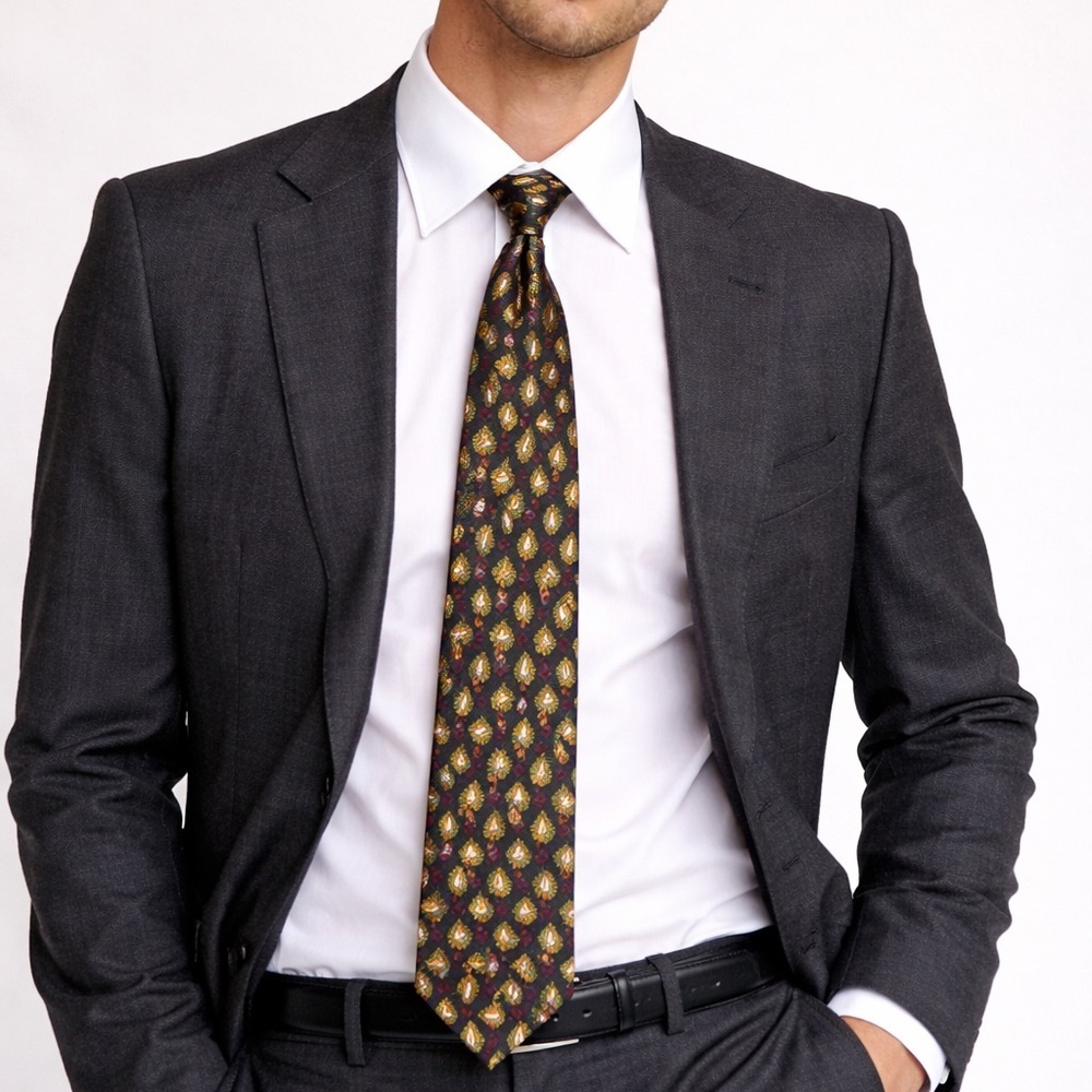 YSL  vintage printed silk tie